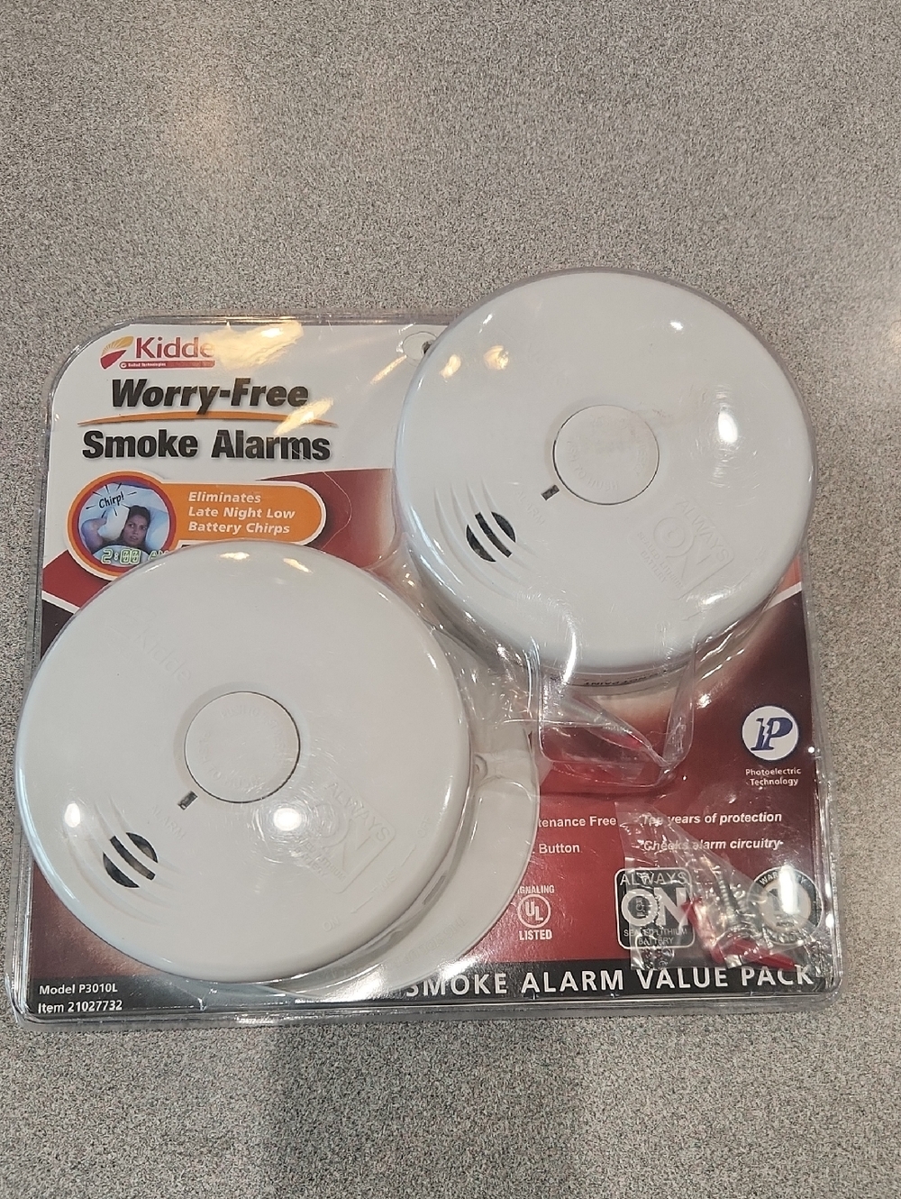 Kidde White Worry-Free Smoke Alarms - 2 Pack